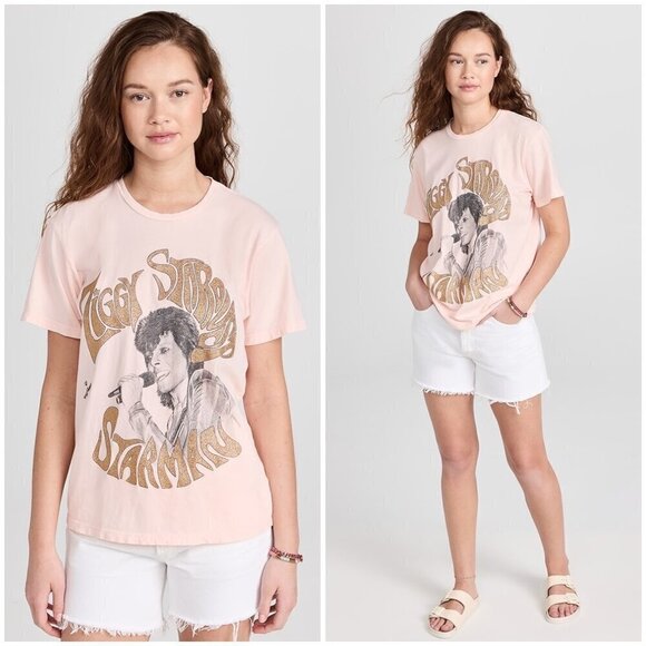 💕BOWIE x MOTHER💕 The Rowdy Glitter Graphic Tee ~ Starman Medium M NWT - Picture 10 of 16